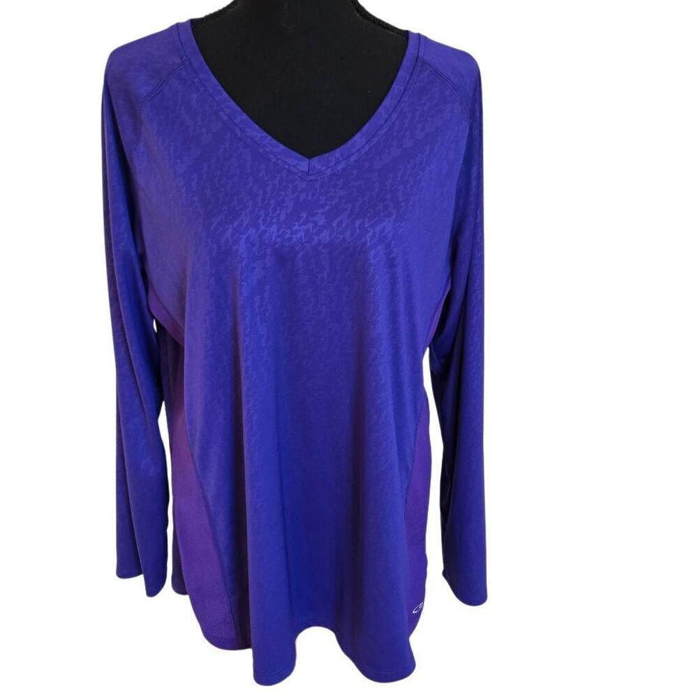 Champion C9 Womens V Neck Long Sleeve Purple Athletic Top XXL